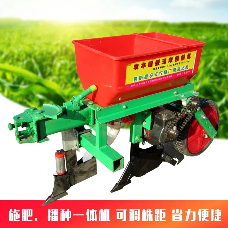 Micro tillage walking tractor corn seeder Small agricultural corn and soybean precision seeder Single row double row no tillage