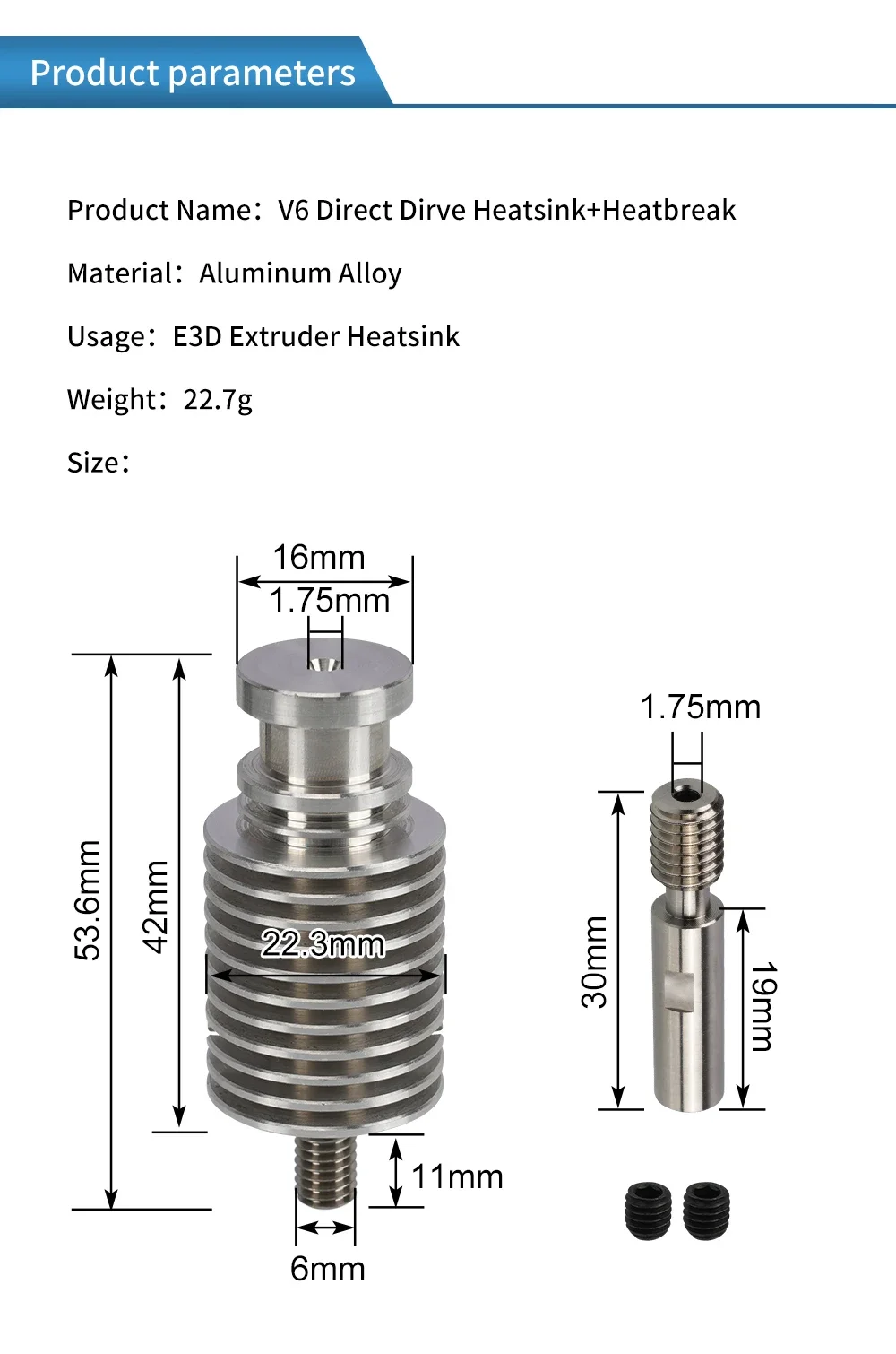 E3D V6 Heatbreak Kühlkörper-Kit Bi-Metall Titanlegierung Kurzstrecken-Kit für KP3S Pro S1 KP5L Hotend 3D-Drucker – Detail 2