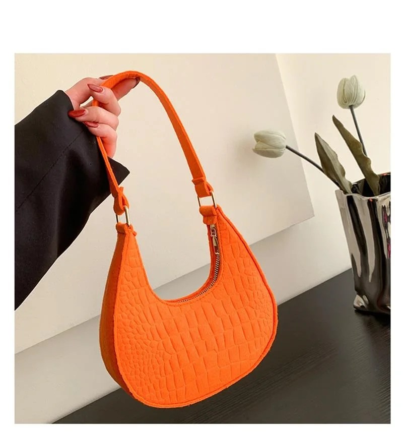 New Underarm Bag Casual One Shoulder Handbag Women Solid Color Handlebags