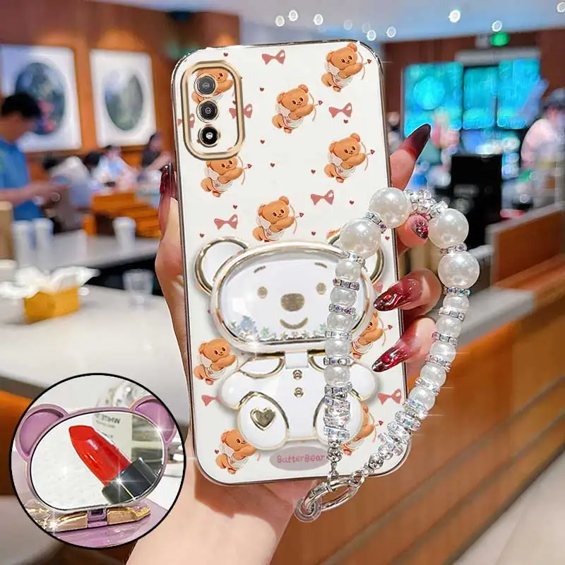 

Pearl Strap Lanyard Angel Bear Phone Holder Case For Motorola Moto E6s 2020 E61 E13 E20 E22 E22I E32 E7 Plus Power Edge 20 30