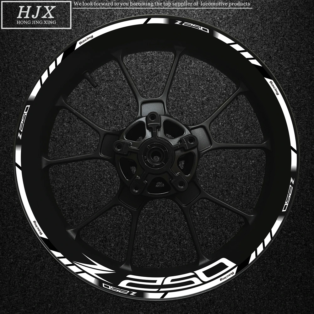 Suitable for Kawasaki Z250 motorcycle wheel hub 17 inch wheel decal adhesive waterproof reflective edge strip logo