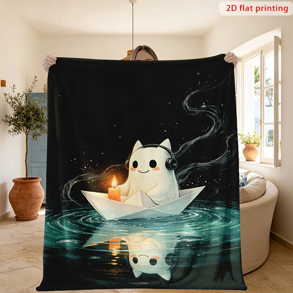 Cute Bubble Character Blanket Throw Cozy Anime Aesthetic Art Decoration Gift