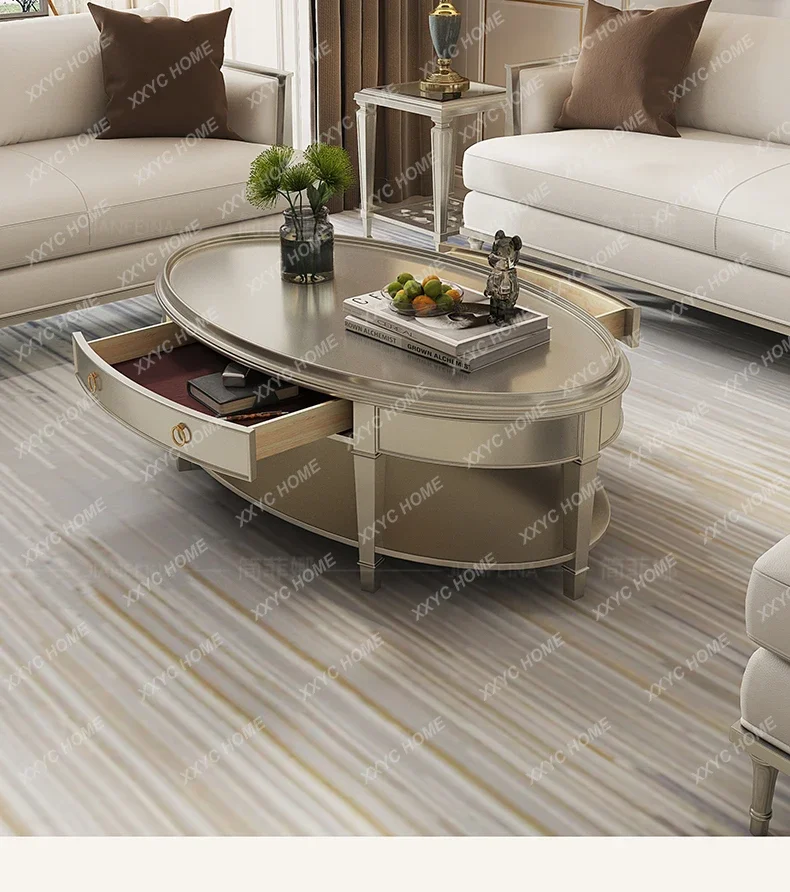 Y1 Round living room Modern simple storage American light luxury solid wood tea table