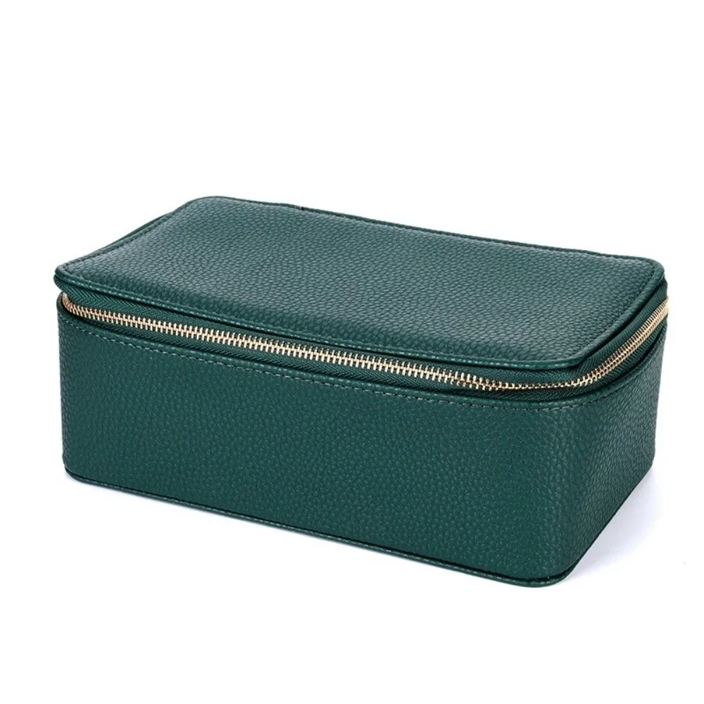 صندوق مجوهرات أنيق مقاوم للغبار من البولي يوريثان، حقيبة تخزين مجوهرات من جلد البولي يوريثان مع 12 حقيبة صغيرة، صندوق منظم للمجوهرات هدية