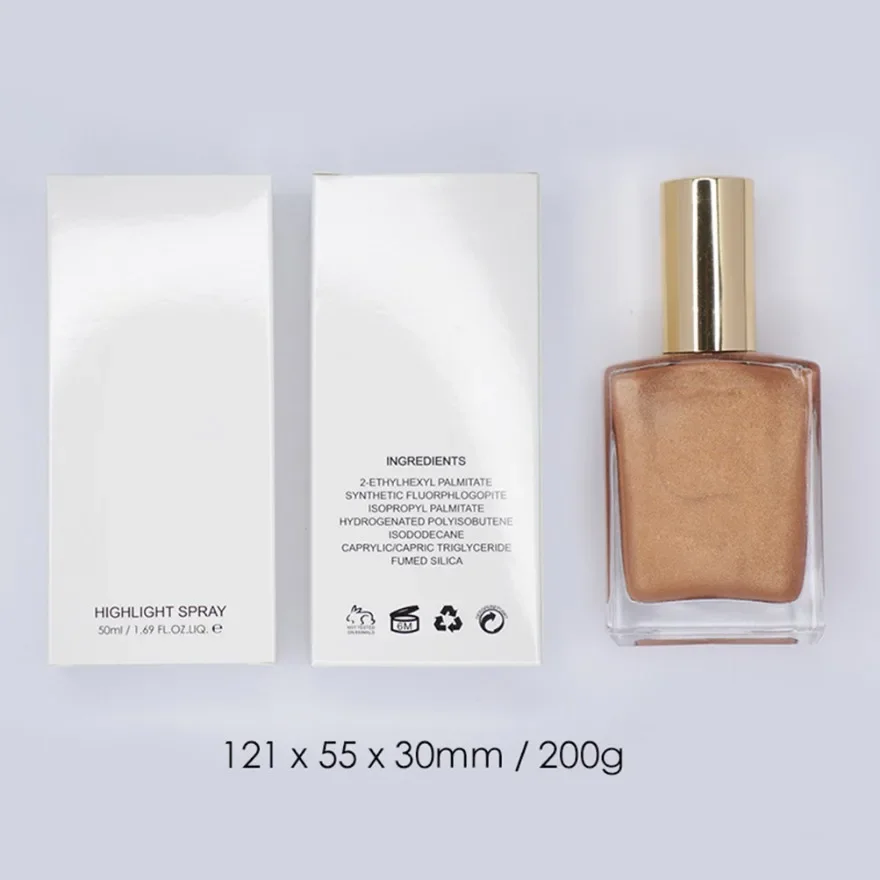 50Ml Markeerstift Private Label Glitter Hoge Lichtere Olie Drijfzand Looien Olie Body Contour Bronzer Gezicht Make-Up Custom Logo