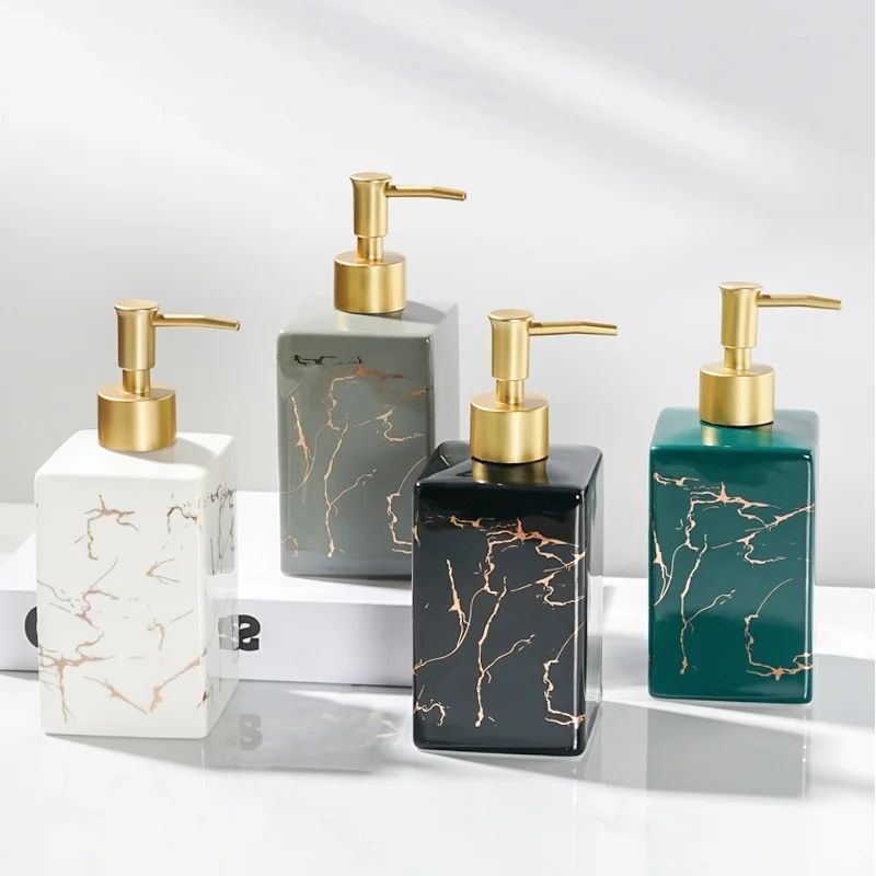 Liquid Soap Dispensers Marbled Ceramic Manual Soap Dispenser Lotion Shampoo Bottle Aromatherapy Bottle Bathroom Accessories