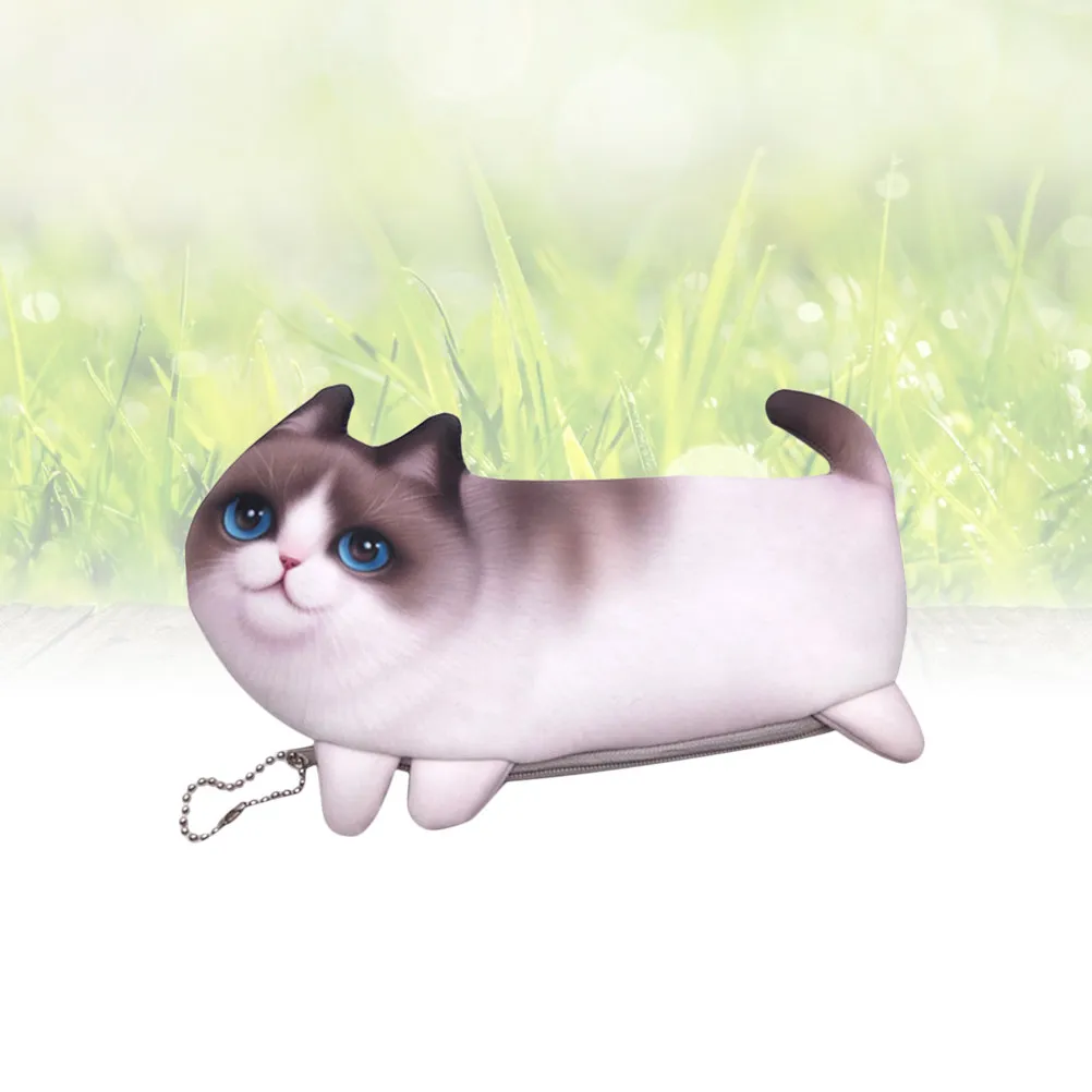 Cartoon Cat Pattern Jelly Gel Pencil Case Small Pen Bag for Student Stationery Storage Cute Large Capacity Waterproof