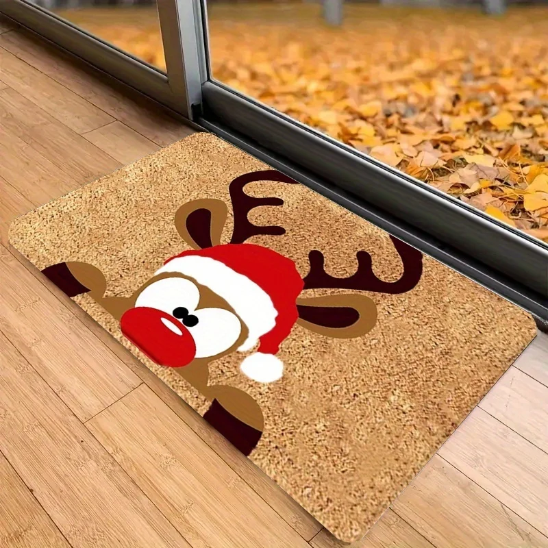 Christmas Doormat Candy Cane Lane Gingerbread Man House Welcome Mat Winter Holiday Rug