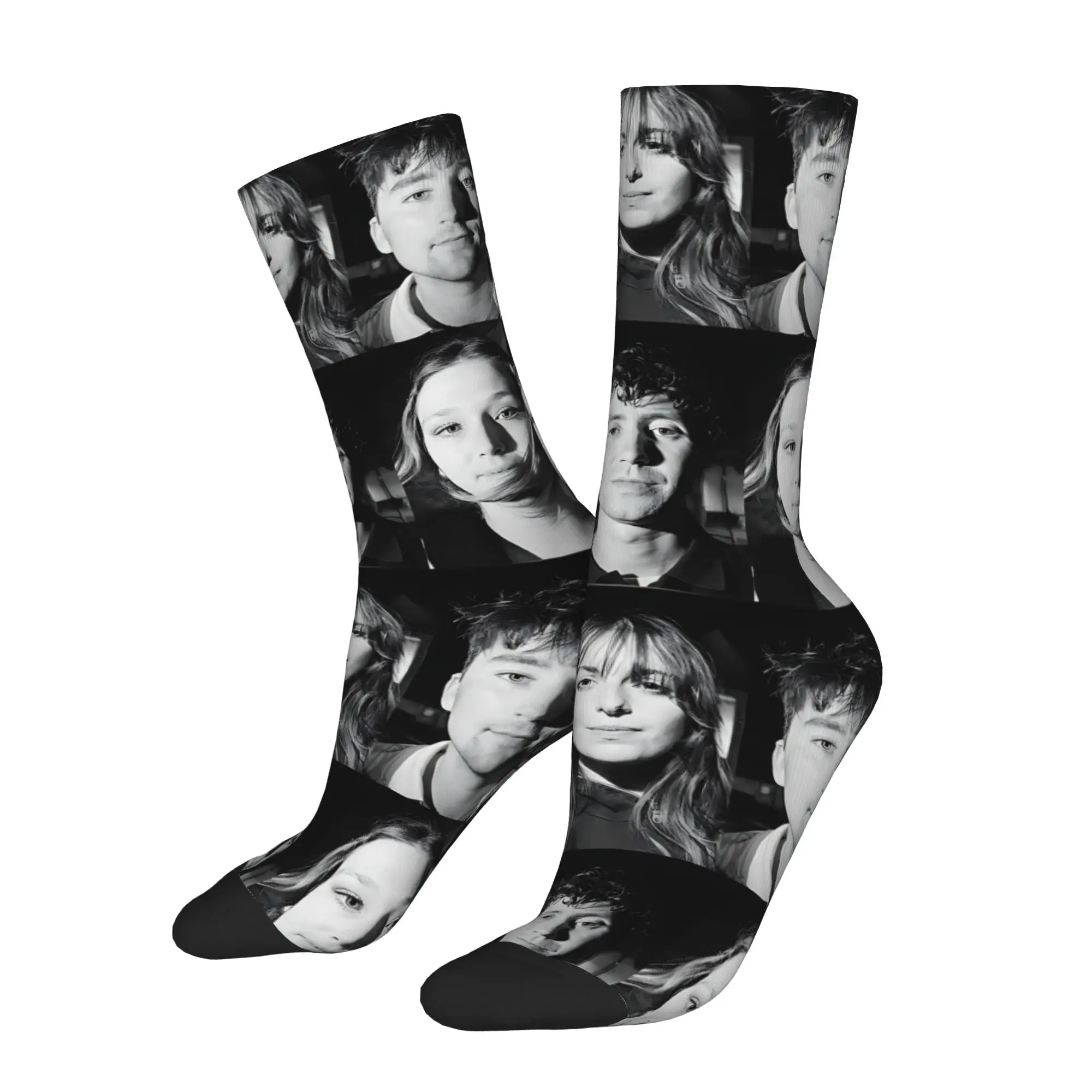 

1 Pair Hip Hop Vintage Post Rock Crazy Men's Sock B-Black Country New Road Street Style Seamless Printed Funny Sock
