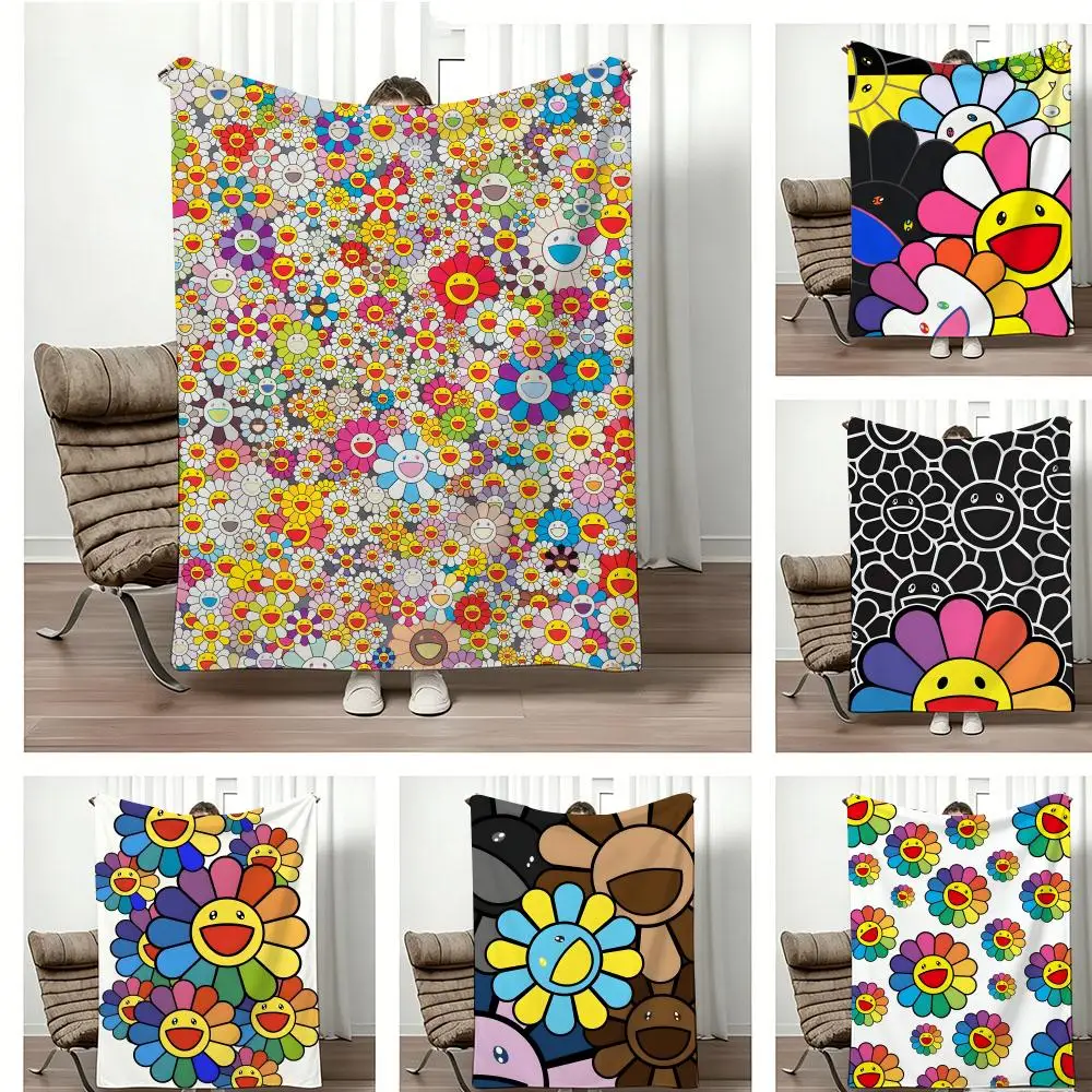 Linda Manta de Franela Ligera de Blanket con Diseño de Takashi Murakami, Suave y Agradable al Tacto, Ideal para el Verano