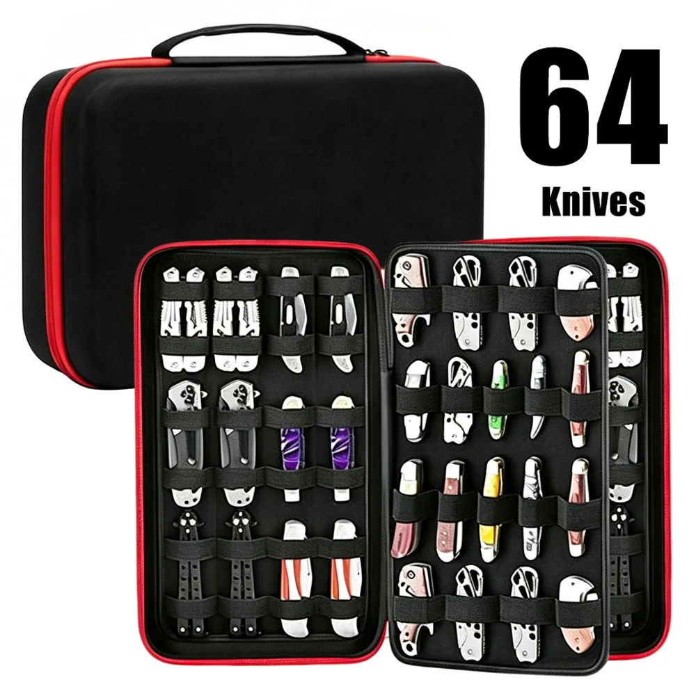 64+ Knife Storage Bag Folding Knife Display Case for Collections Folding Knives Organizer Pouch Tactical EDC Tool Pouch