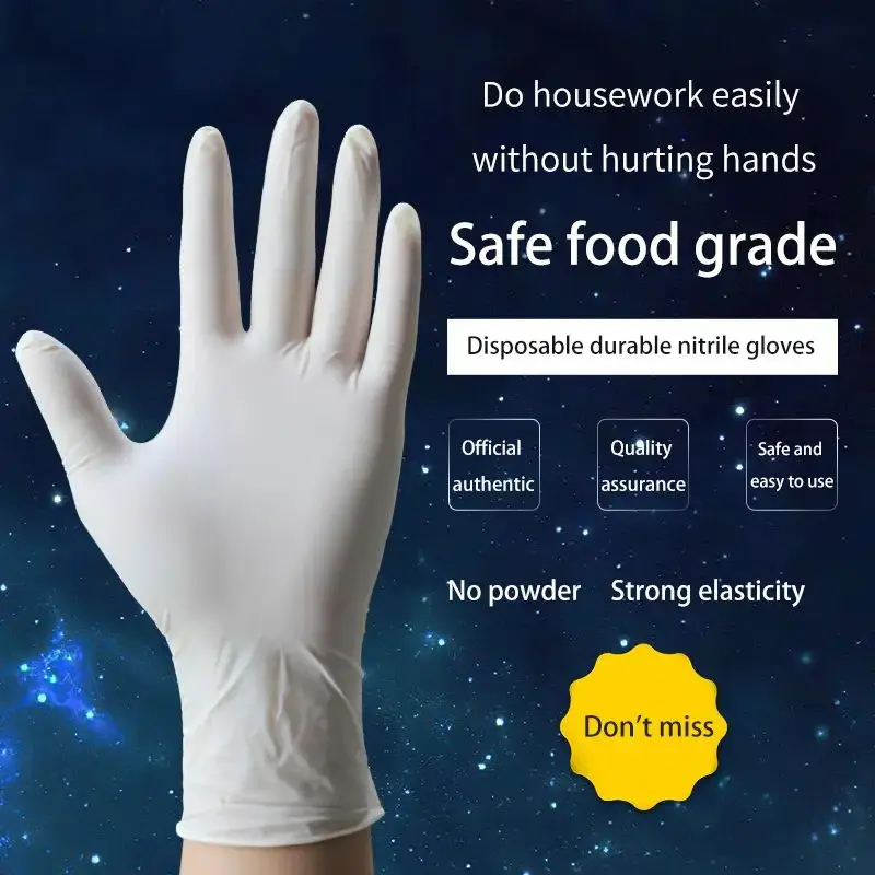 9 inch 100pcs Disposable Gloves Powder Free Household Cleaning Gloves for Kitchen Gardening Working Beauty Nail Gloves