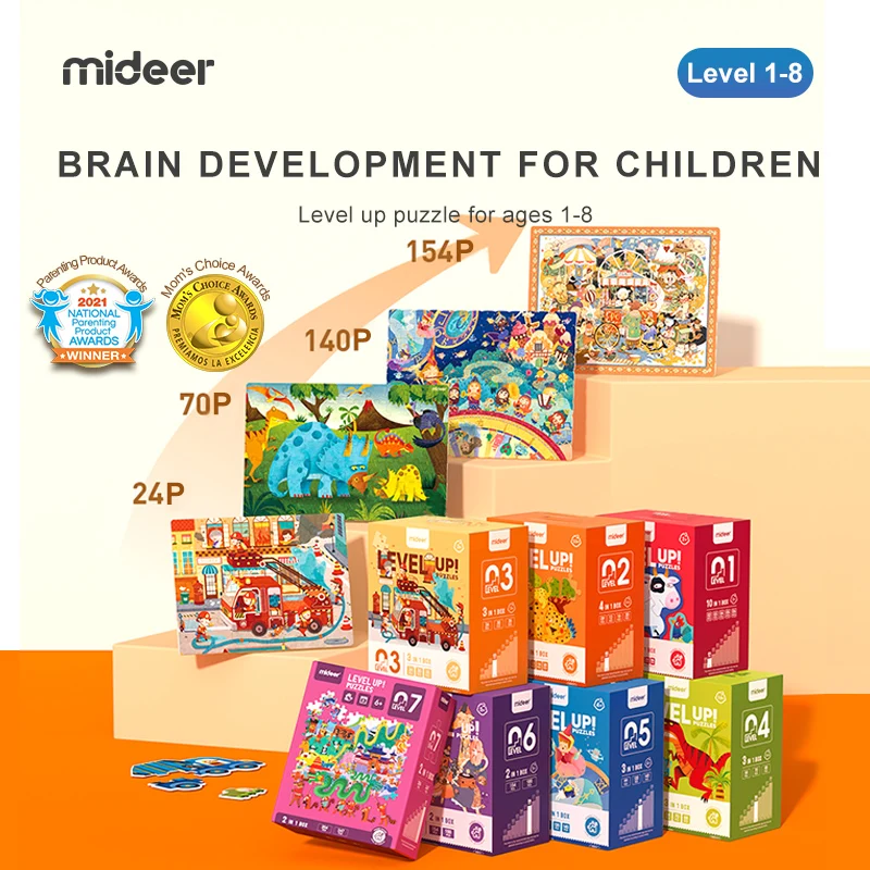 

Mideer Level Up 1-8 Puzzles Game Children's Toy Jigsaw Montessori Educational Intellectual DIY Gift