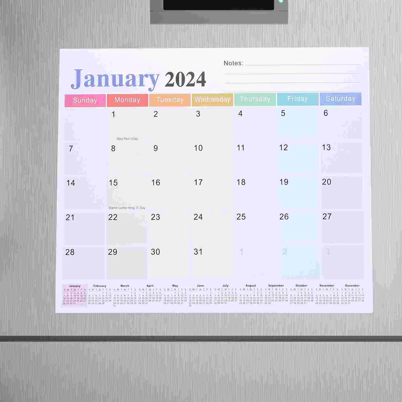 Calendar Desk Magnetic for Fridge Paper Tear off Attraction Planning Decorative Blue Refrigerator