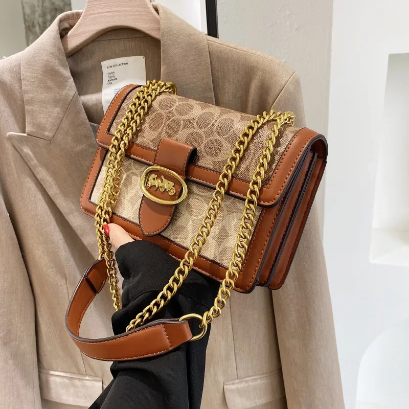 Luxury Versatile Women\'s Chain Bag Handbags 2024 Hot Sale Retro Designer Crossbody Shoulder Purses Small Square Bag Women Clutch