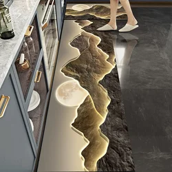 Light Luxury Kitchen Mat Oil-proof Water Proof Stain-proof Impermeable PVC Leather Washable Carpet Balcony Rug Ковер Tapis 러그