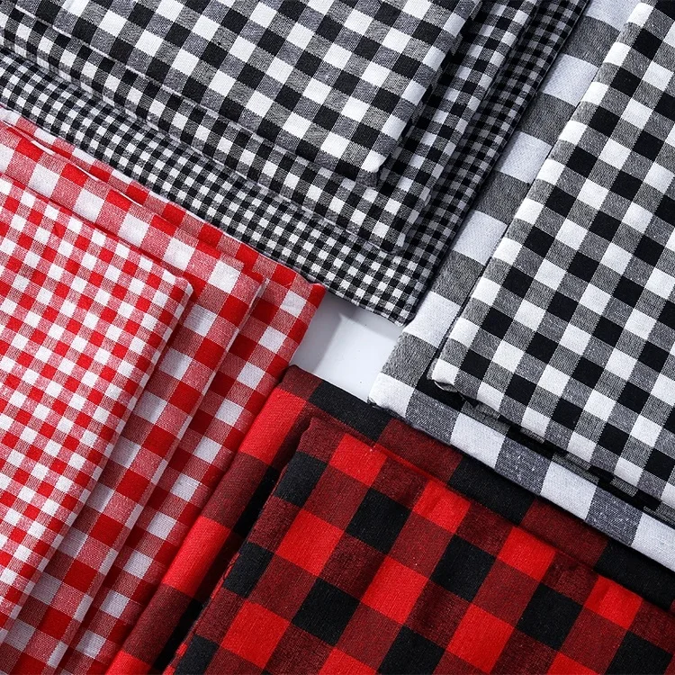 Plaid Yarn Dyed Muslin dacron Cotton Fabric for Sewing Shirt Clothes Skirt DIY Quilting Fabric Per Half Meter