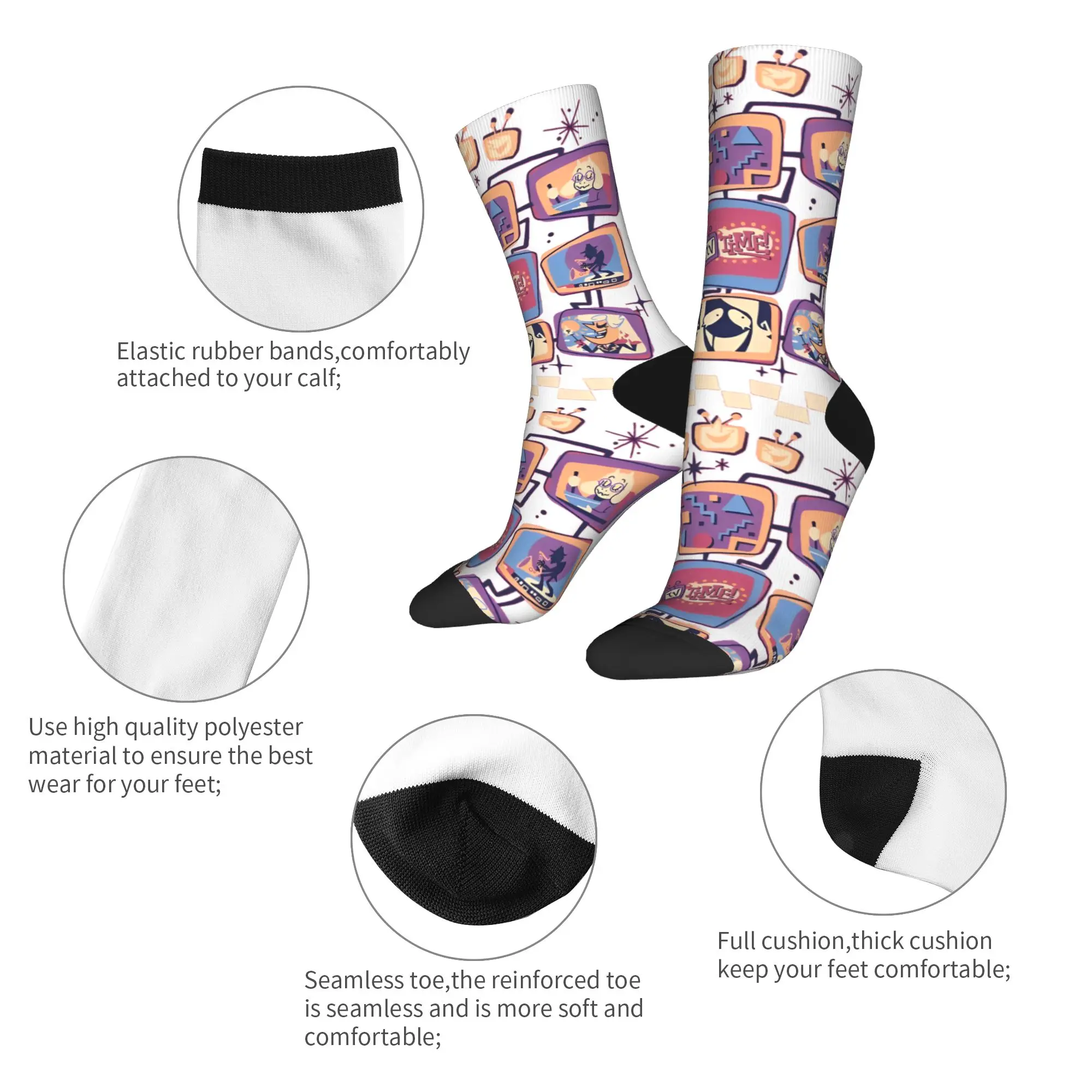 ¡Es hora de televisión! Calcetines hombres mujeres poliéster moda Tenna Deltarune calcetines novedad Primavera Verano Otoño Invierno medio tubo calcetines regalo