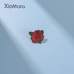Red Flowers Enamel Pins Custom Rose Brooches Lapel Badges Floral Plant Jewelry Lover Mothers Day Gift for Kids Friends