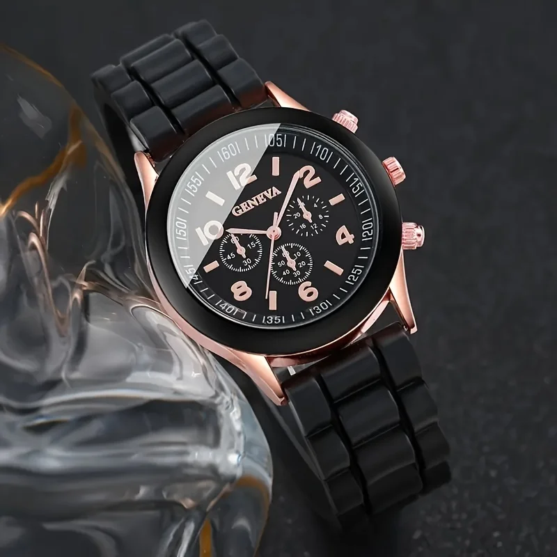 3pcs Stylish Minimalist Quartz Watch Collection  Durable Silicone Strap Clear Numerical Scales Accurate Movement Water-Resistant