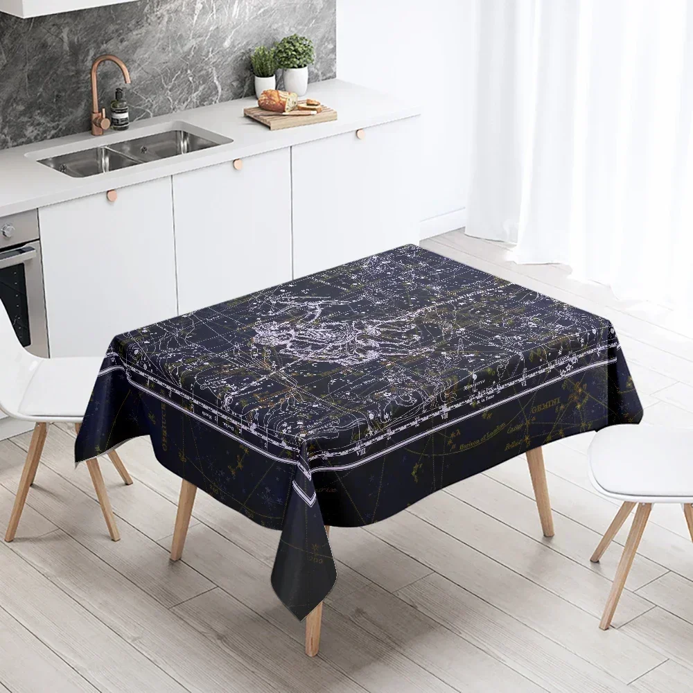 Esoteric Constellation Chart Tablecloth Stars Sky Astronomy Background Rectangle  Zodiac Signs Astrology BM-01