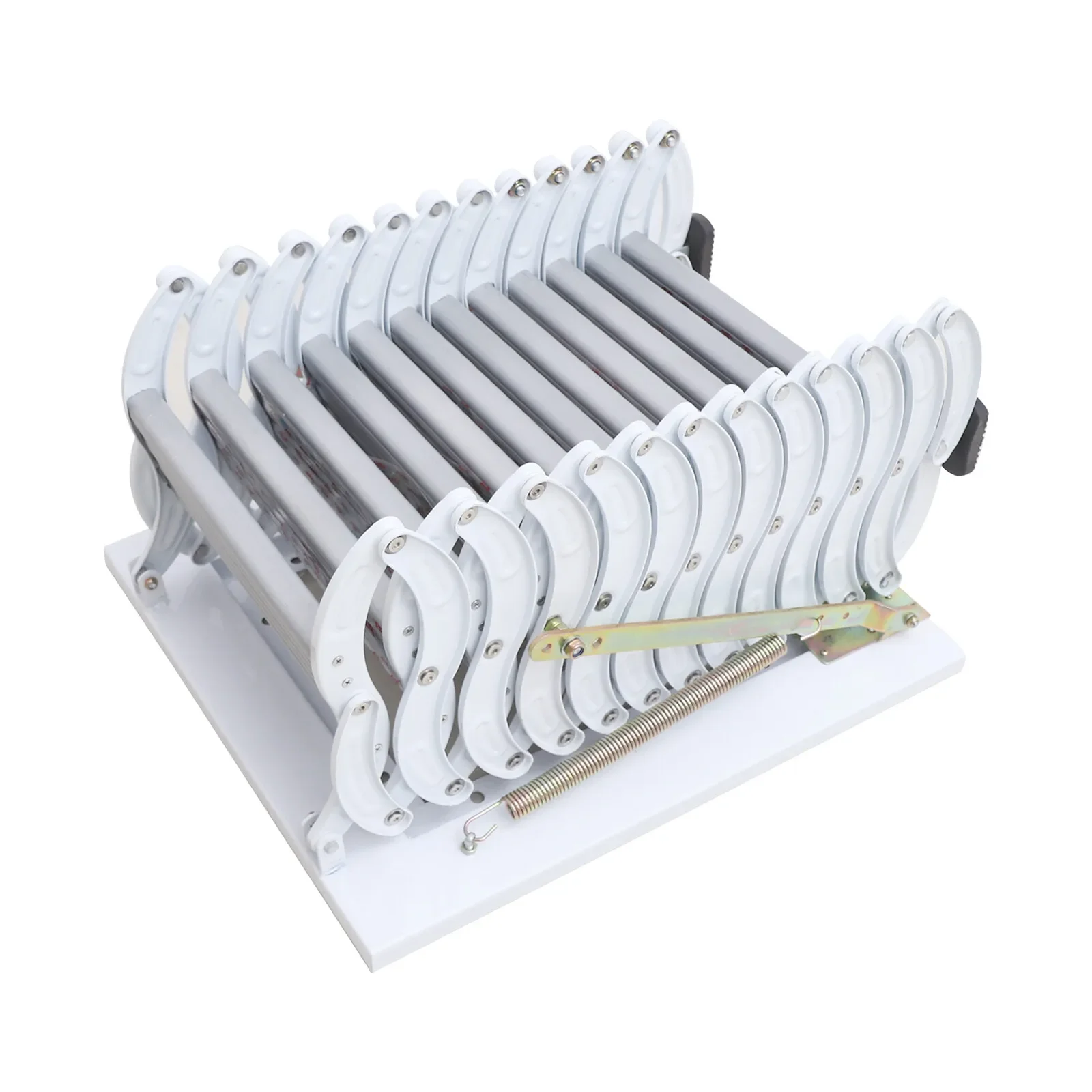 سلم عطلي قابل للطي بـ 12 خطوة مع درابزين أمان - شديد التحمل، للأسقف بطول 10 أقدام، موفر للمساحة على الحائط (600 × 700 × 300 سم)