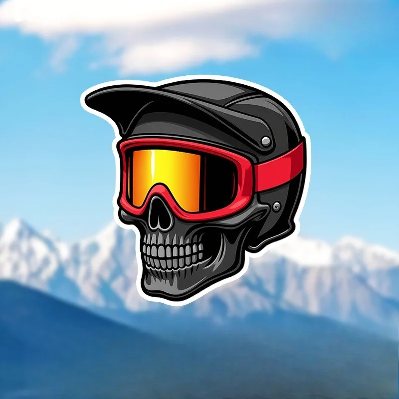 

1PC Skull Biker Helmet Sticker Edgy Art Vinyl Decal for Car Laptop Skateboard Street Style Decor Sticker