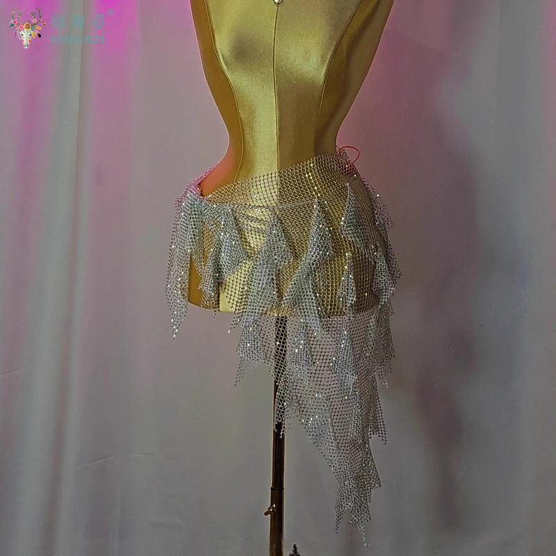 Kostium do tańca brzucha dla kobiet, zaawansowany, z kamieniami AB, orientalny łańcuszek na talię, frędzle, szarfa na pośladki, spódnica, damska szarfa na biodra do tańca brzucha.