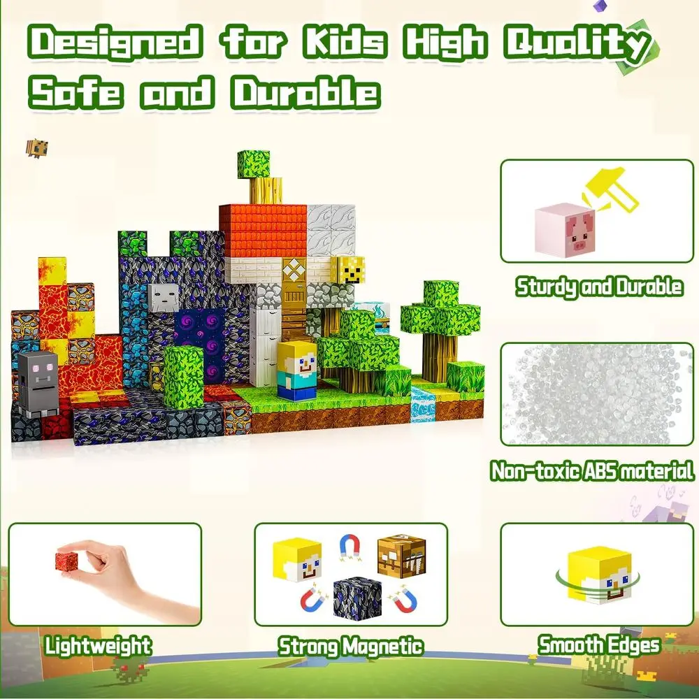 磁気ビルディングブロックセット、242ピース、0.8キューブ、子供向けSTEMおもちゃ（3～8歳）、収納バッグ付き、4～10歳向けの理想的なギフト