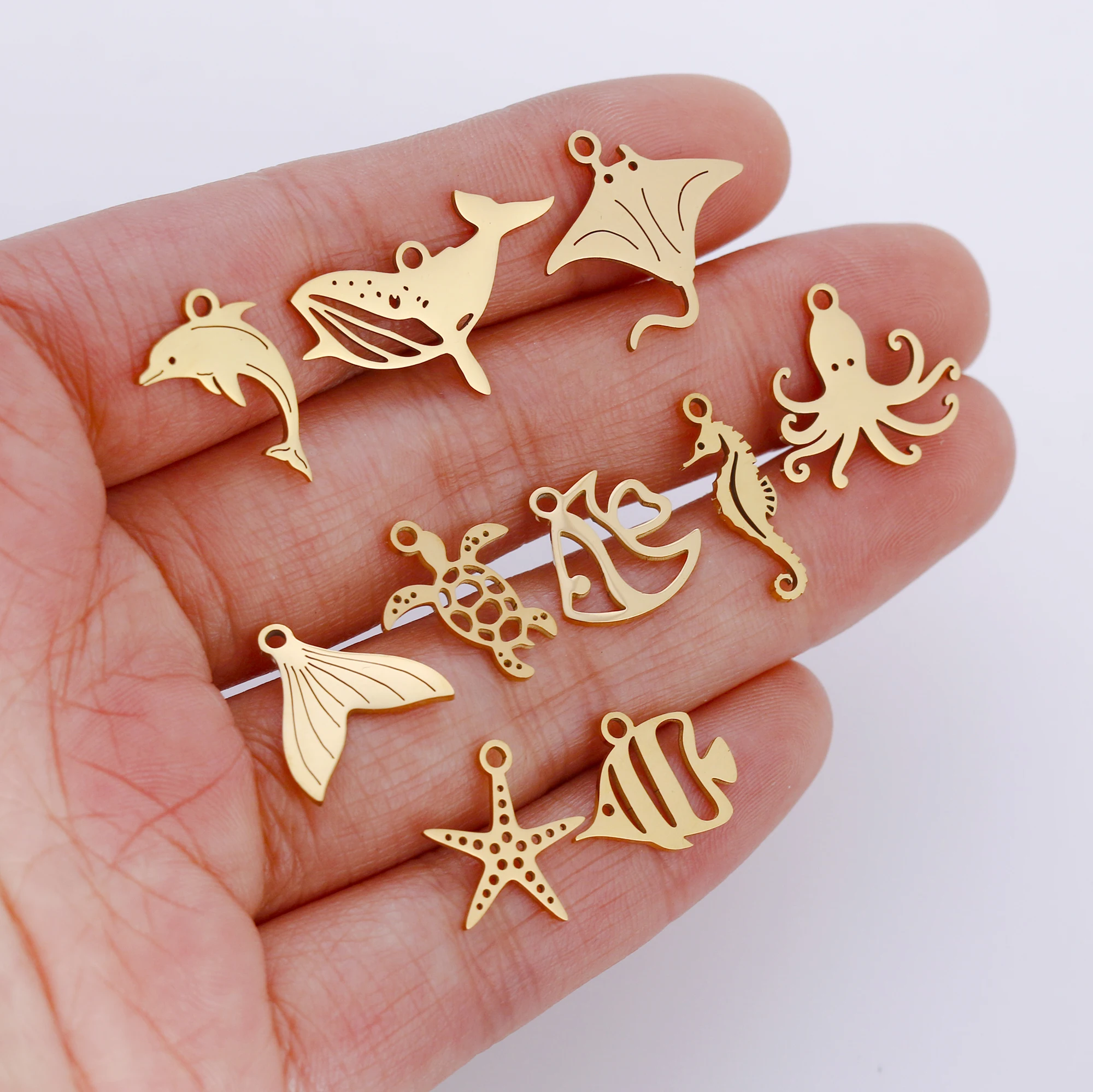 5 teile/los Edelstahl Marine Leben Wal & Delphin & Octopus & Fischschwanz & Manta Ray Fisch Anhänger DIY schmuck Zubehör Großhandel – Detail 8