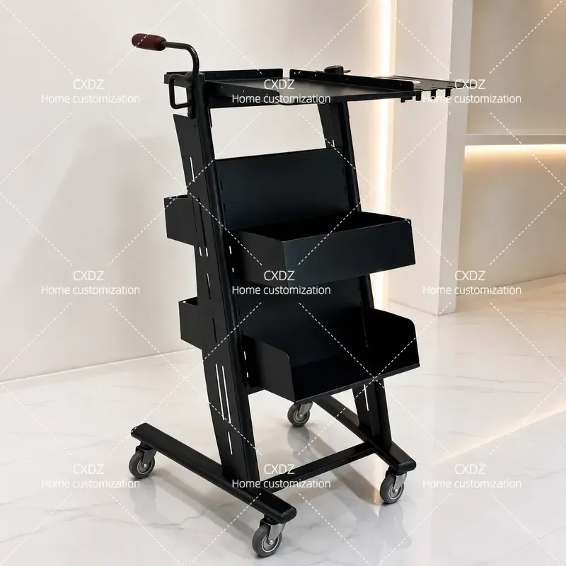 Multifunctional Hair Salon Trolley Barber Shop Storage Cart for Perm Dyeing Tools Beauty Equipment Organizer Shelf