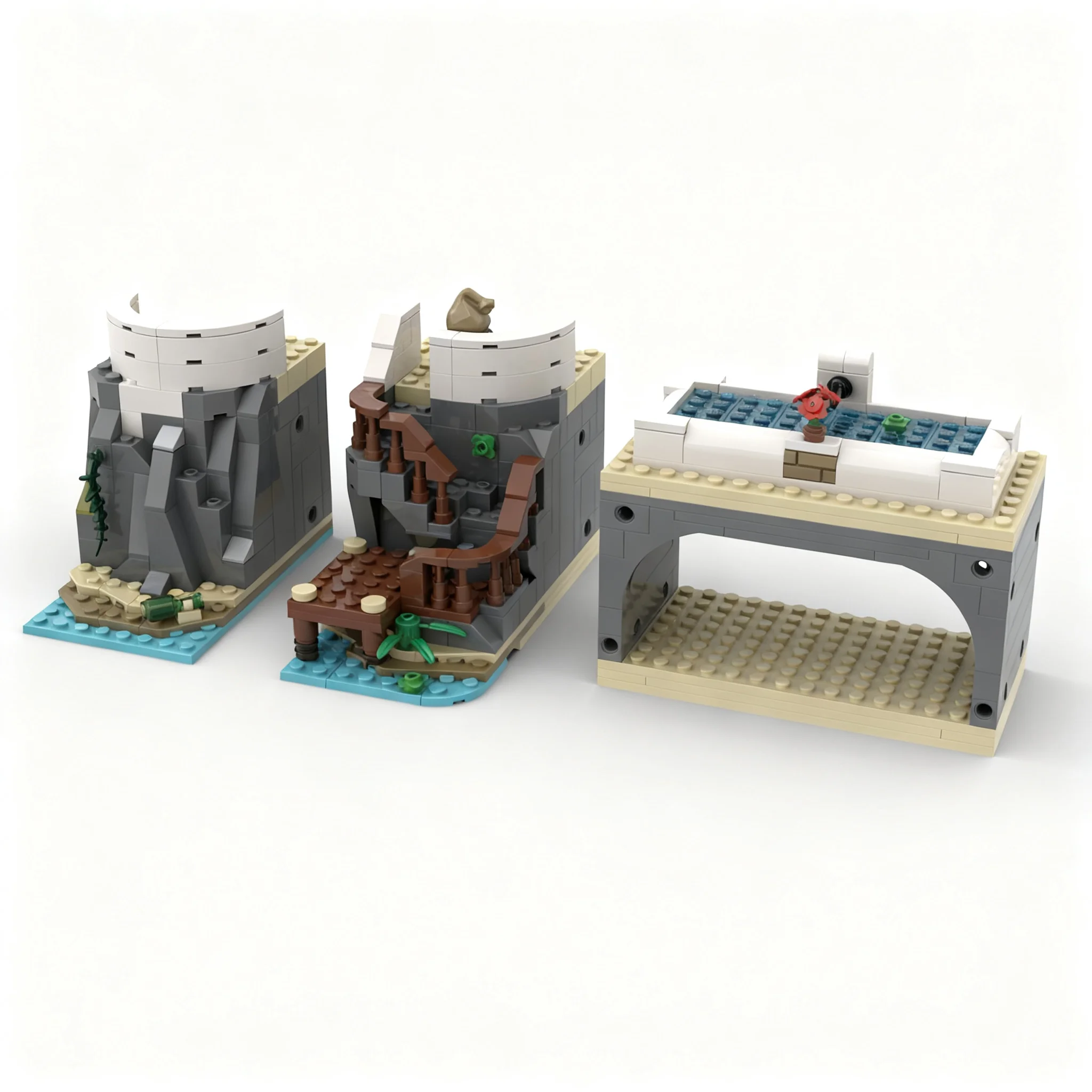 363pcs MOC Pirates Governor S Island Large Fountain Expansion Model Building Blocks Construction Toys Christmas Gifts Assemble