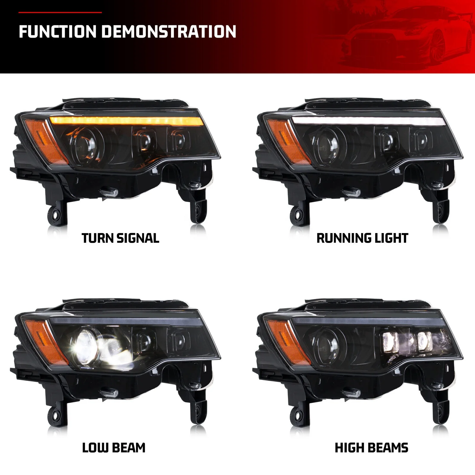 Auto Parts Headlights LED Lamp For Jeep Grand Cherokee 2017 2021 4th Gen WK2 Projector Dynamic Turn Signal Assembly - Image 5