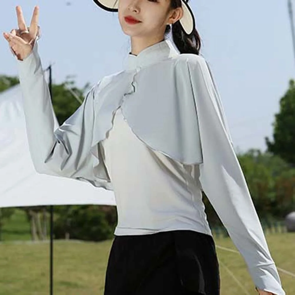 

Летняя солнцезащитная накидка-шаль из тонкого ледяного шелка, однотонная, с рукавами-трансформерами, для защиты от солнца, для активного отдыха