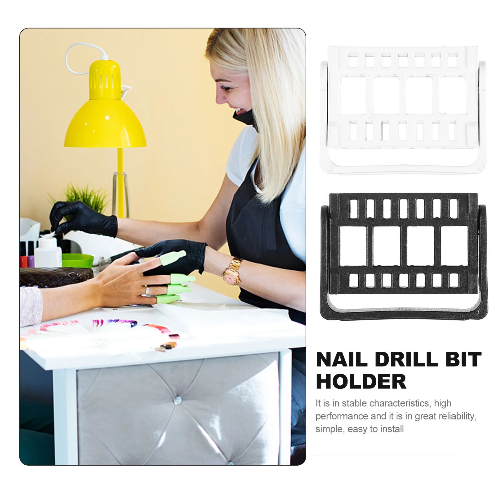 

2 pcs Nail Drill Bits Stand 16-Slot Manicure Grinding Head Organizer Lightweight Easy Install Multiple Holes Nail Art