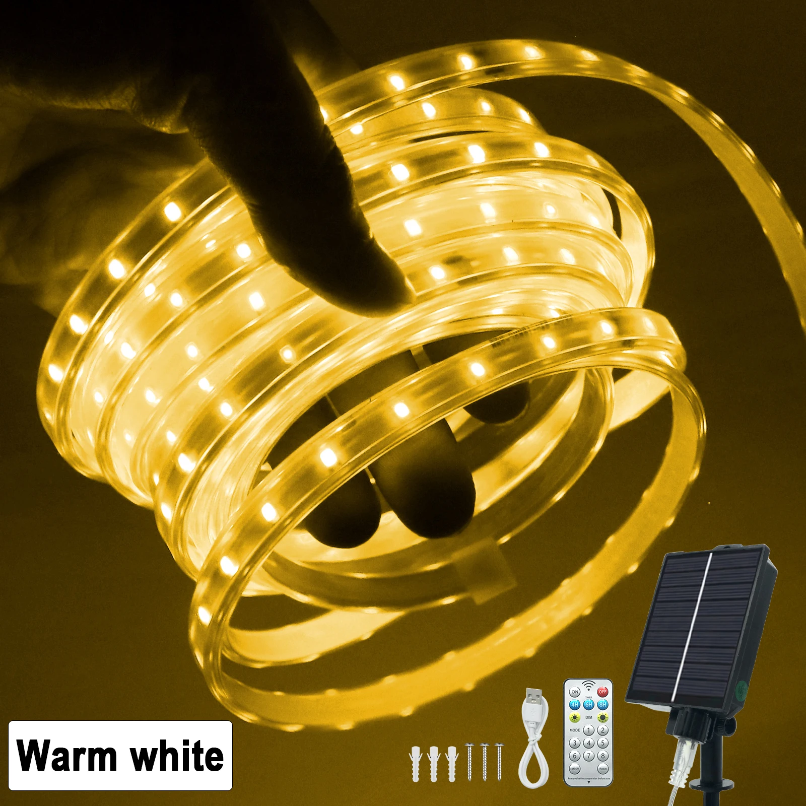 5V Solar LED Light Strip Outdoor Waterproof LED Lamp with Remote Control High Density 320LED/M 3M 5M 10M 20M 30M Courtyard Decor image 3