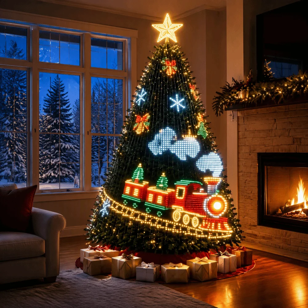 400 LEDs Christmas Tree Lights RGBIC Music Sync RGB IC Christmas Lights Star-Shaped DIY Light Show Smart Christmas Lights