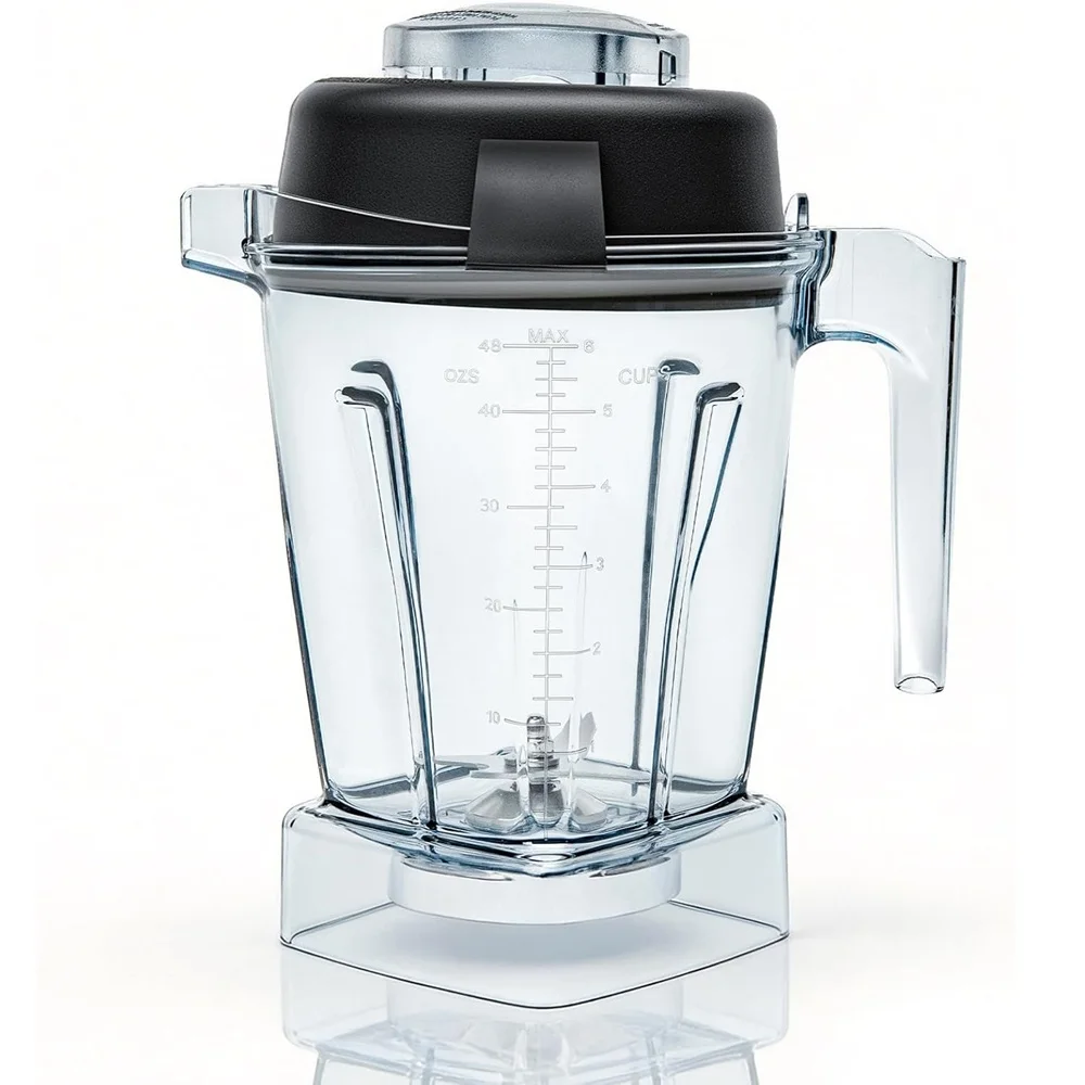 Jarra de Liquidificador de Perfil Baixo de 48oz para Vitamix 5200 5300 750 7500 5000 6300 E310 E320, Recipiente de Substituição com Lâmina de Aço