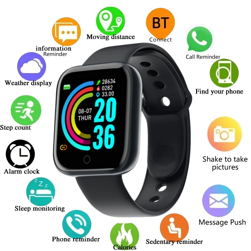 Reloj Inteligente para Hombre y Mujer, Monitor Deportivo, Control de Música, Notificaciones de Redes Sociales, Recordatorio de Mensajes, Relojes Electrónicos de Consumo