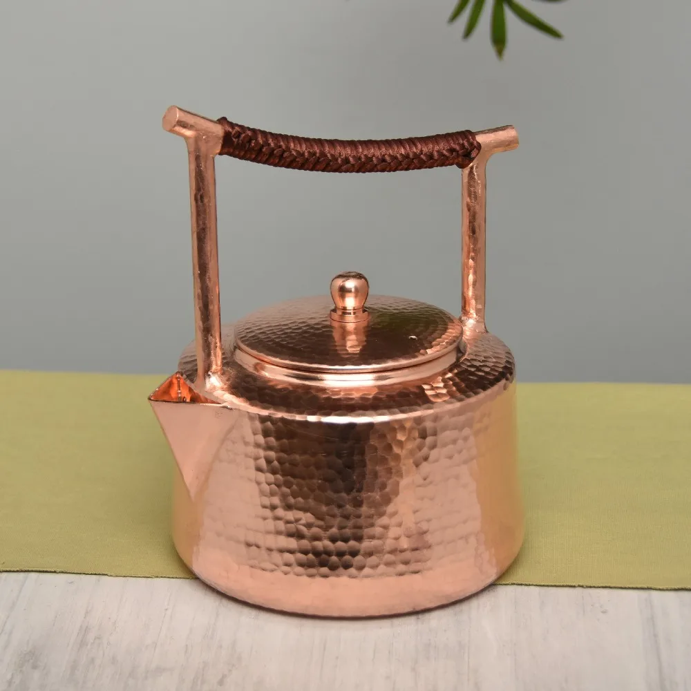 Thickened Pure Copper Kettle 1.2 Liters Handcrafted Teapot Vintage Decorative Pot Tea Art Ornament