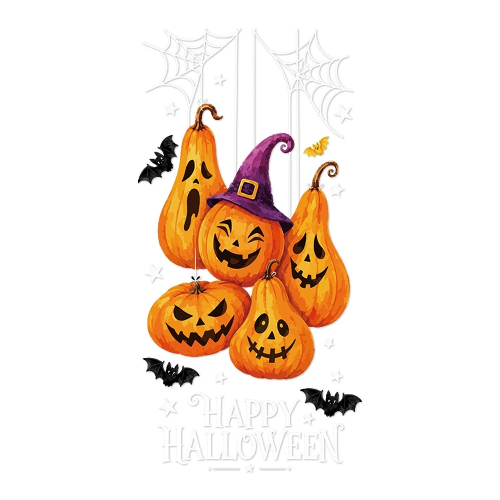 alloween Window Sticker Set- PVC Static Cling Halloween Decals with Castle,Bats,Witch,Pumpkins - Reusable Glass Decoration