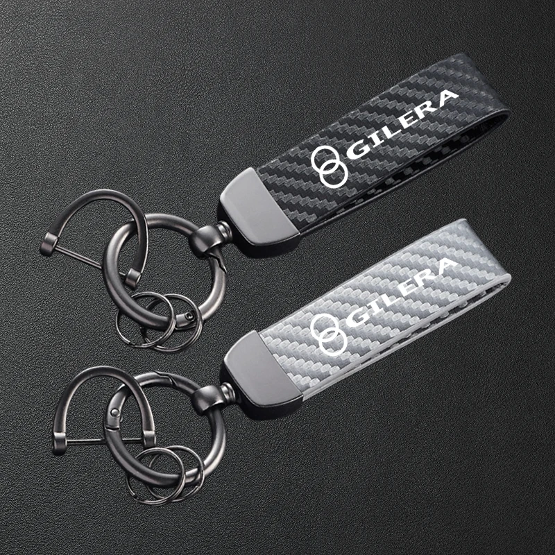 High-Grade Motorcycle Carbon Fiber Patterned Keychain Metal Keyring For Gilera GP800 Fuoco Nexus 500 Runner 50 125 200