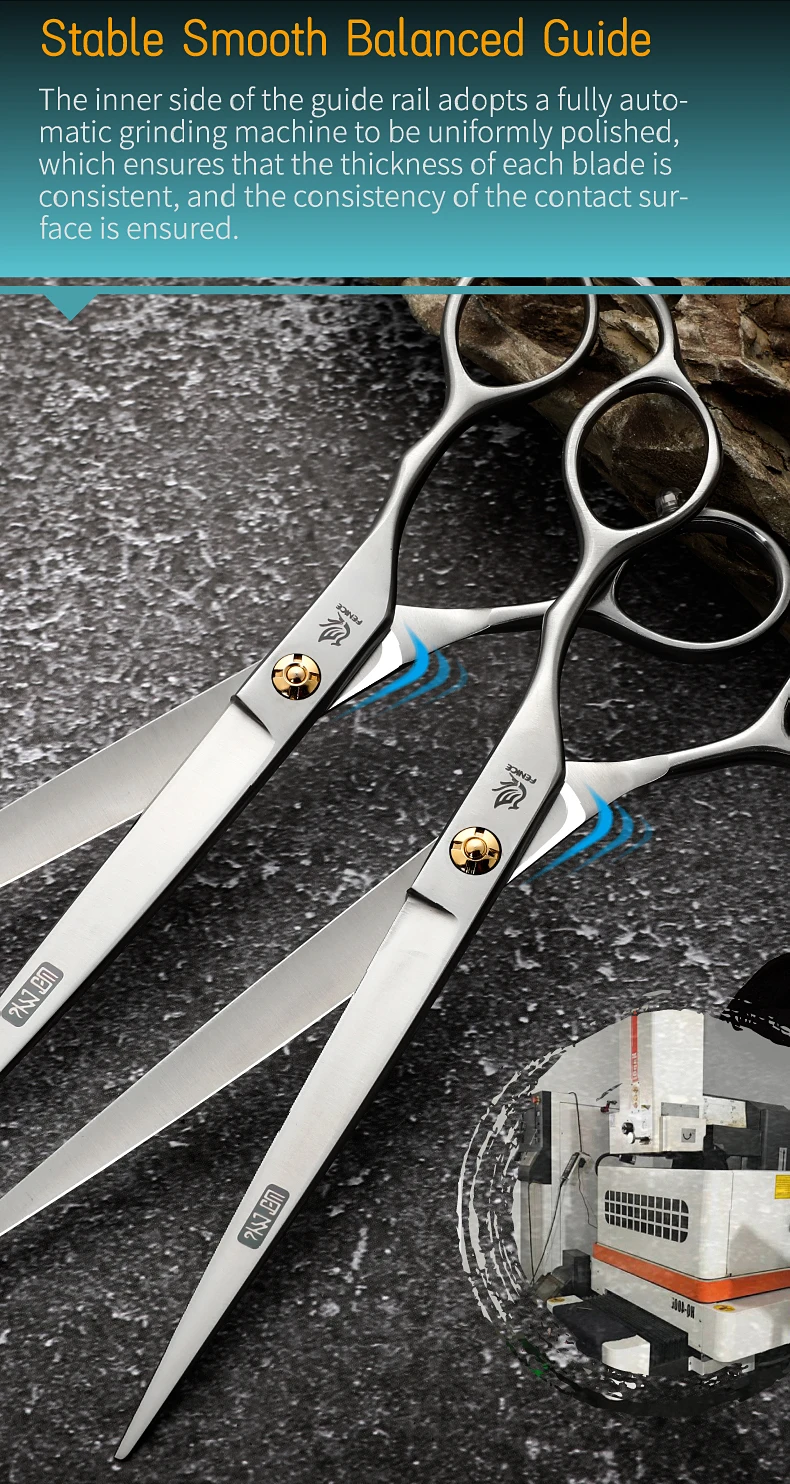 Fenice Professional JP440C 7,0 / 7,5 Zoll Tierpflege-Hundehaarschere mit gezackter Klinge, Hundeschneideschere – Detail 10