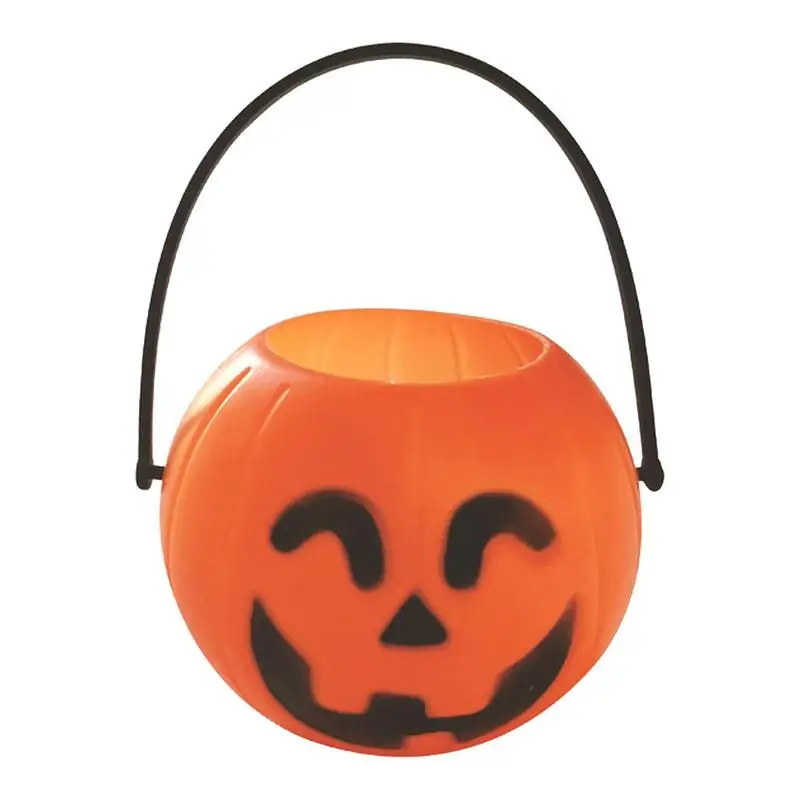 Orange Black Halloween Pumpkin Treat Bucket Children Trick Or Treat Pumpkin Bucket Holder Bag Halloween Props