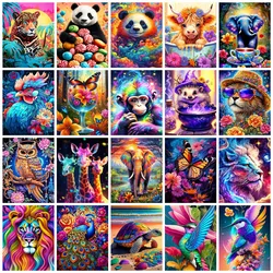 AZQSD 5D DIY Diamond Painting Animal Colorful Lion 30x30cm Round Drill Embroidery Butterfly Owl Home Decor Cross Stitch Kits