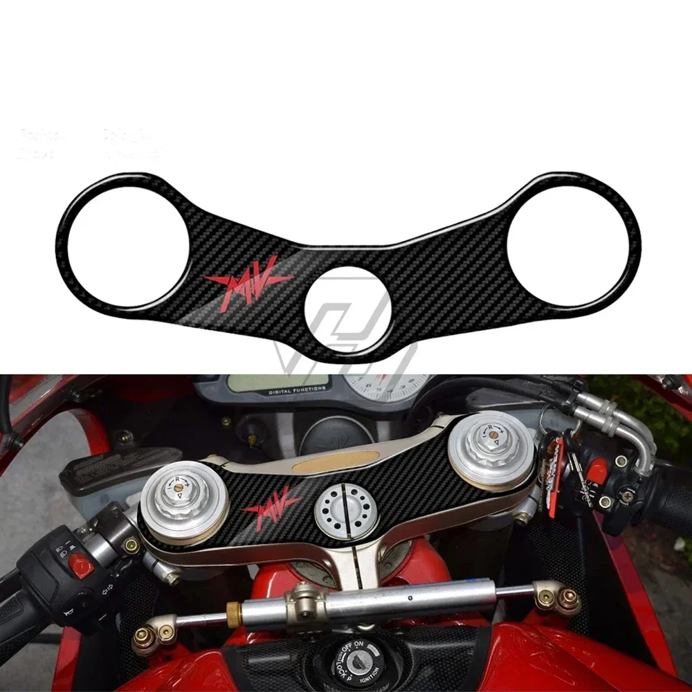 Untuk MV Agusta F4 Model 2000-2006 Stiker Garpu Depan Sepeda Motor 3D Stiker Sepeda Motor Pembela Triple Yoke Atas Tampilan Karbon
