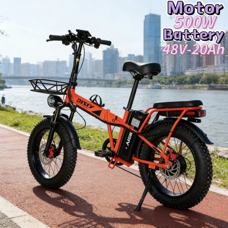 

Электровелосипед со съемной батареей 48В20Ач, мотор 500Вт, 20-дюймовые широкие шины 4.0, складной электроскутер