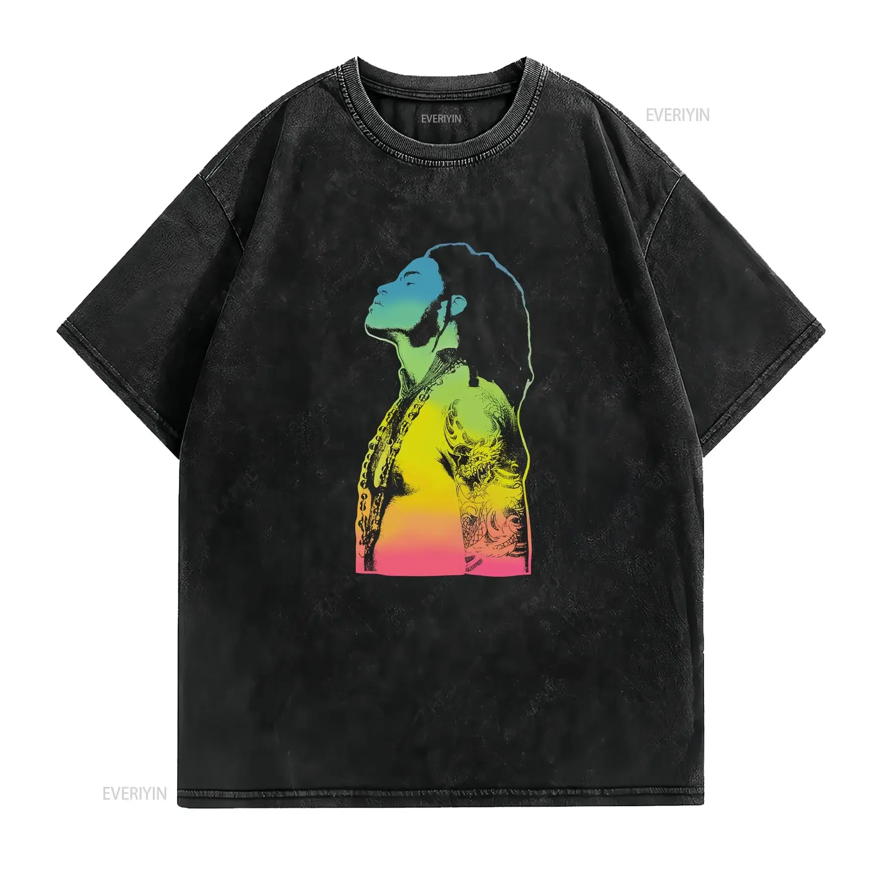 Vintage 1991 Lenny Kravitz On The Run Tour Multicolor T Shirt Large Washed graphic Soft Top For Everyday Wear Slightly vintage
