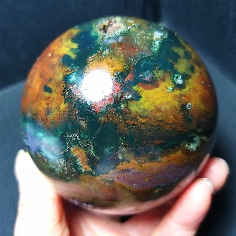 Natürlich geformt! Marine-Jade-Kugel, Polierkugel aus Quarzkristall, Mineral, Reiki, Heilung – Detail 5