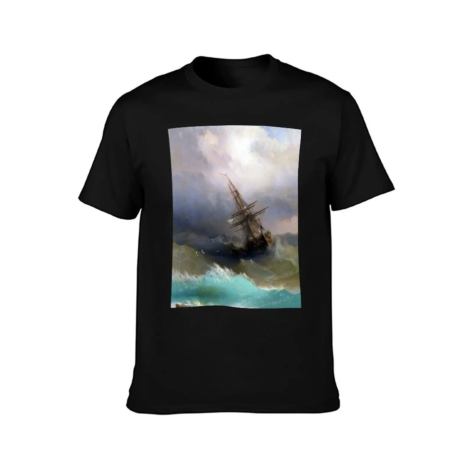 Ship in the Stormy Sea Ivan Aivazovsky T-Shirt Mechanic Work Tee Shirt T-Shirt